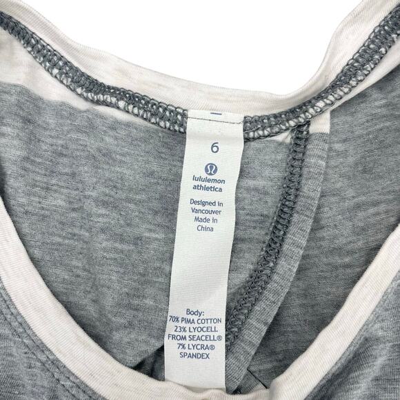 LULULEMON All Tied Up Tank Sz 6 Bold Stripe Heathered Medium Grey Angel White - Picture 3 of 5